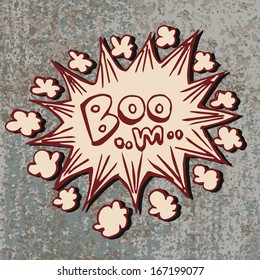 Freehand drawing Comic Explosion and Clound Burst Expressions on grunge background, Vector Eps10