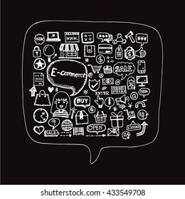 Freehand drawing E-commerce shopping Illustration design