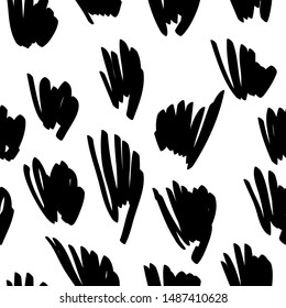 Freehand drawing elements. Black and white seamless pattern.