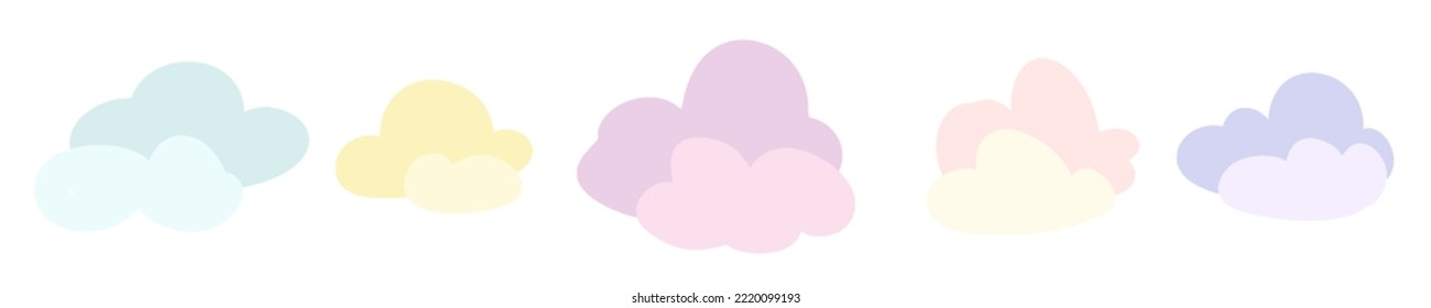 dibujo a mano alzada en nubes de estilo plano en colores pastel conjunto patrón cielo