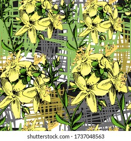 freehand drawing. flowers pattern. vector.