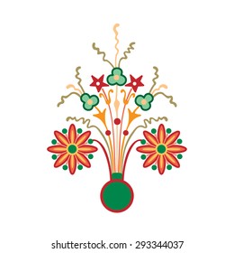 Freehand drawing, flowers and plants in vase, classic style