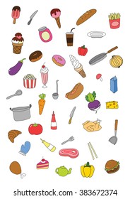 freehand drawing food cartoon design 