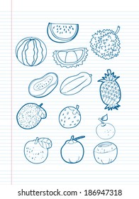 Freehand drawing fruit on a sheet 