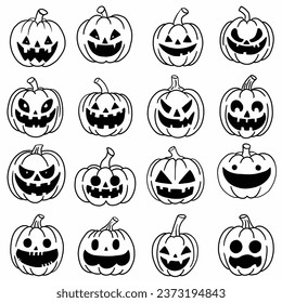 Freehand drawing of Halloween pumpkin. Vector illustration.