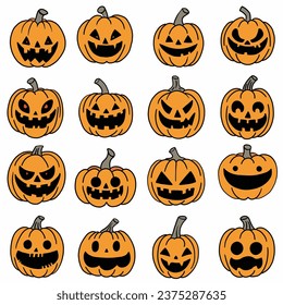 Freehand drawing of Halloween pumpkin. Vector illustration.