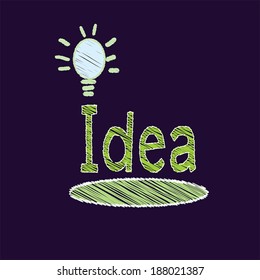 Freehand drawing light bulb isolate on black