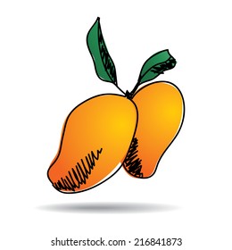 Freehand drawing mango icon - vector eps 10 illustration