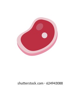 Freehand drawing Meat steak icon with flat style in white background - Illustraion, vector, design