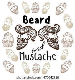 freehand drawing men , drawing a mustache , drawing pricheki , monochrome , funny men , stylized, mustache, beard