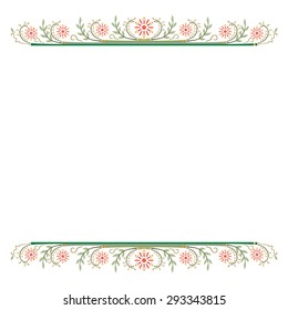 Freehand drawing, natural plants and flowers frame