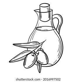 Freehand drawing of olive oil bottle