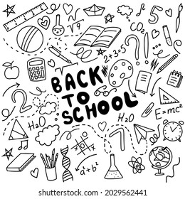 Freehand drawing school. Back to School vector illustration clip art. School graphics set