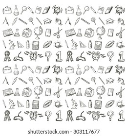 Freehand drawing school items. Back to School. Set of drawings.