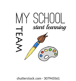 Freehand drawing school items. Back to School. Vector illustration. Set