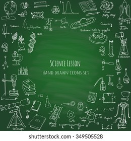 Freehand drawing school items, Back to School Science theme, Hand drawing set of school supplies sketchy doodles vector illustration, doodles, science, physics, calculus, chemistry, biology, astronomy