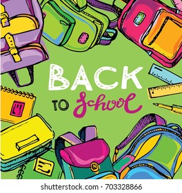 .Freehand drawing school items. Back to School. 
Back to school big doodles set. Hand drawn with ink. Vector illustration