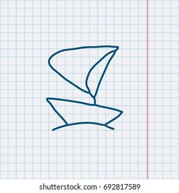 Freehand drawing school items on a sheet of exercise book. Back to School. Vector illustration. Drawing shape. Sketch note papers. Business doodles. School doodles. Vector illustration.