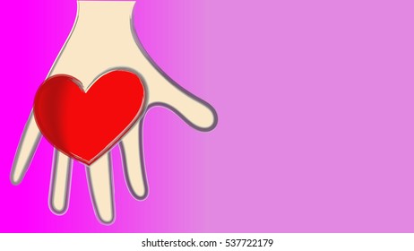 freehand drawing style vector  picture of hand give red heart with copy space for edit your lovely text to your sweetheart concept for greeting card for weeding, telling your lover on valentine day
