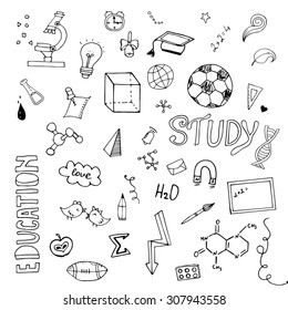 Freehand drawing Vector of Back to School supplies. School supplies learning equipment and different school supplies colorful office accessories. Back to school school supplies in school bag big set
