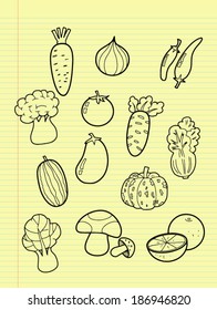 Freehand drawing vegetables.