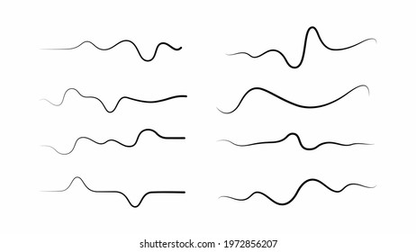 Freehand drawing. Wave element collection background set
