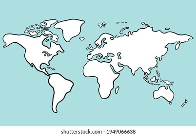 Freehand drawing world map sketch on white background. Vector illustration.