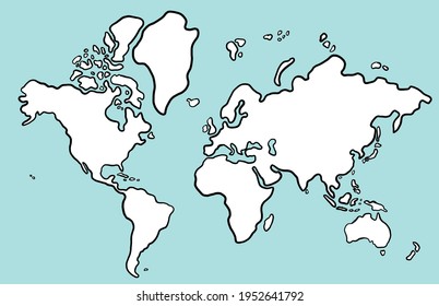 Freehand drawing world map sketch on white background. Vector illustration.