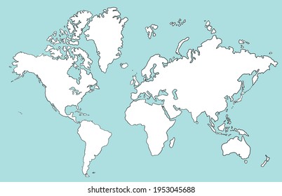 Freehand drawing world map sketch on white background. Vector illustration.