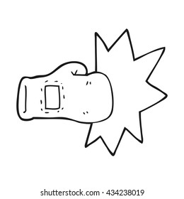 freehand drawn black and white cartoon boxing glove