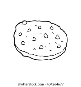 freehand drawn black and white cartoon cookie