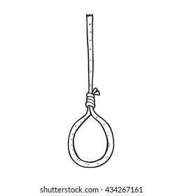 freehand drawn black and white cartoon noose
