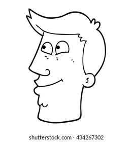 freehand drawn black and white cartoon male face