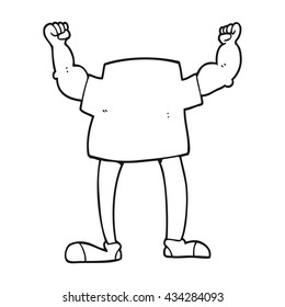 freehand drawn black and white cartoon headless man