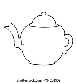 freehand drawn black and white cartoon teapot