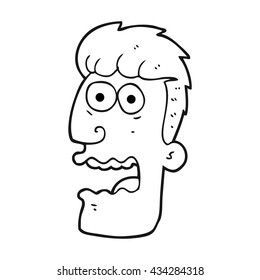 freehand drawn black and white cartoon shocked man