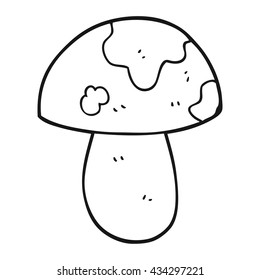 freehand drawn black and white cartoon toadstool