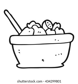 freehand drawn black and white cartoon salad