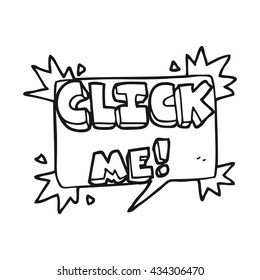 freehand drawn black and white cartoon click me symbol