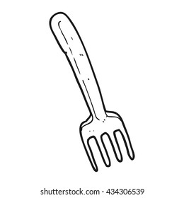 freehand drawn black and white cartoon fork