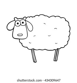 freehand drawn black and white cartoon sheep