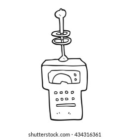 freehand drawn black and white cartoon futuristic scanner