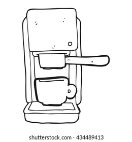 freehand drawn black and white cartoon espresso maker