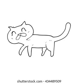 freehand drawn black and white cartoon cat