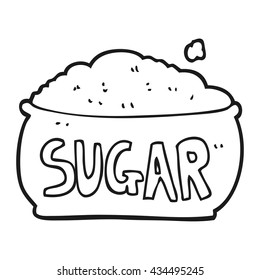 freehand drawn black and white cartoon sugar bowl