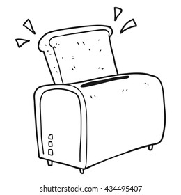 freehand drawn black and white cartoon toaster