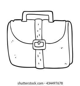 freehand drawn black and white cartoon old work bag