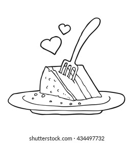 freehand drawn black and white cartoon lovely cake