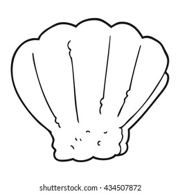 freehand drawn black and white cartoon shell