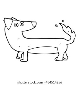 freehand drawn black and white cartoon dog